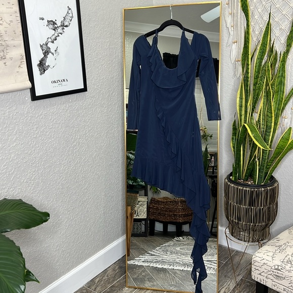 HOUSE OF CB 'Kiki' French Navy Ruffle Mini Dress NWOT - Picture 8 of 11